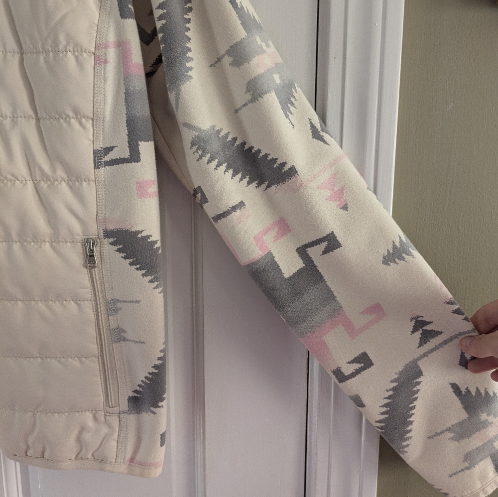 Ralph Lauren Aztec Western Preppy puffer Jacket pink and gray size L athleisure - Picture 3 of 9